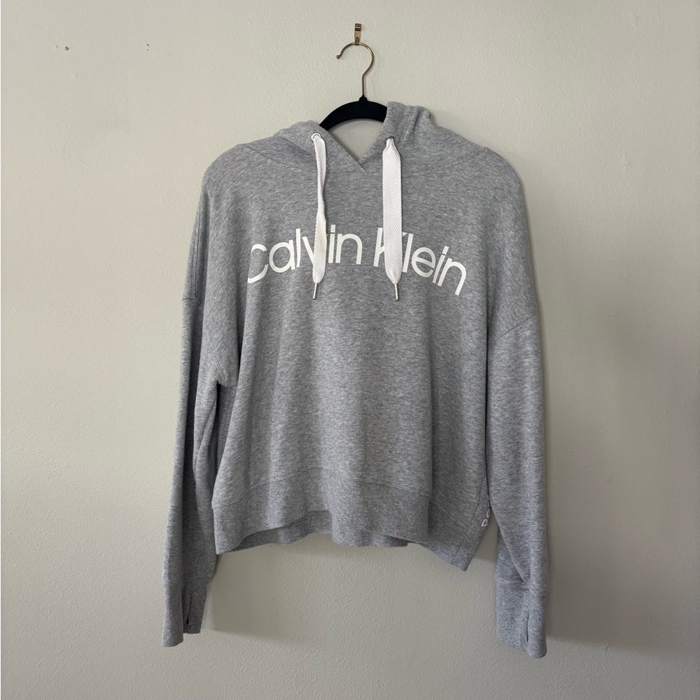 Calvin Klein Gray Women's Cropped Hoodie